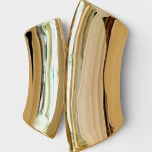 Vintage 90’s Gold Cuff Statement Bracelet | Bold High Polish Wide Hinge Bangle